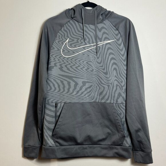 Nike Hoodie Mens S Gray Dri Fit Therma Soft Training Pullover Fleece Sweatshirt - Picture 2 of 6